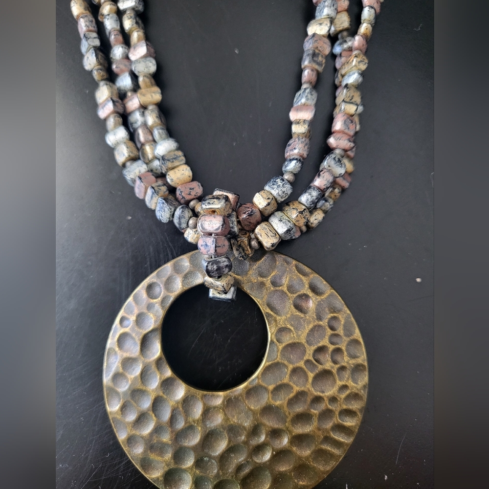 Metal and stone statement necklace